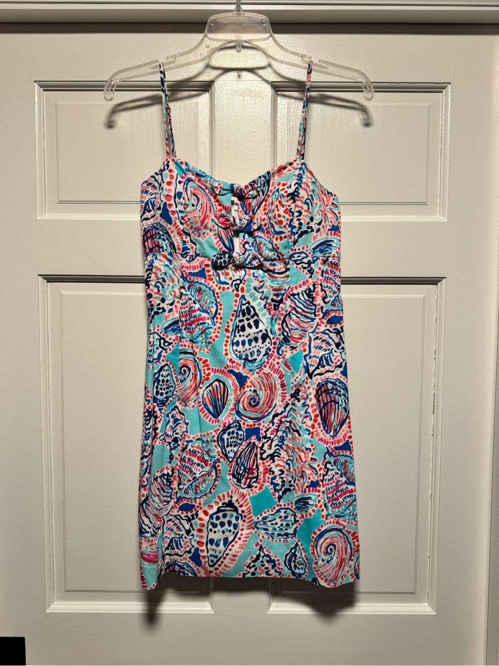 Lilly Pulitzer Aqua, Pink and Navy Shell-Print Mini Sundress